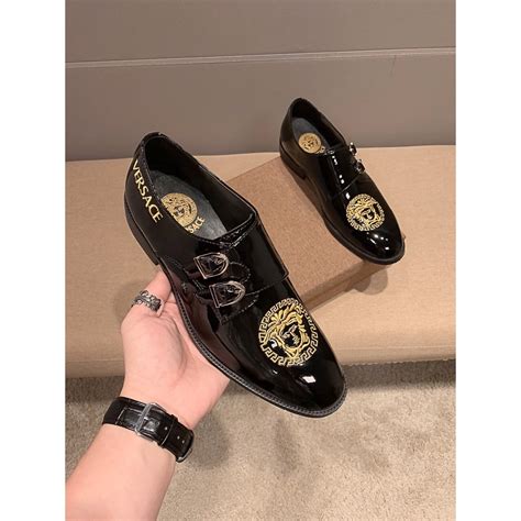 versace spazzolato leather monk-strap shoes|Versace Loafers for Men .